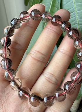 天然铜发晶手链 男女款单圈红铜发晶水晶手串简约百搭饰品礼物