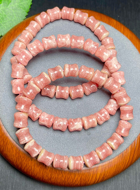 天然红纹石竹节手链单圈竹节珠水晶手串女红色宝石饰品礼物1