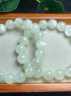 天然绿月光石手链女款品种非常少见月光石绿色水晶饰品礼物带棉裂