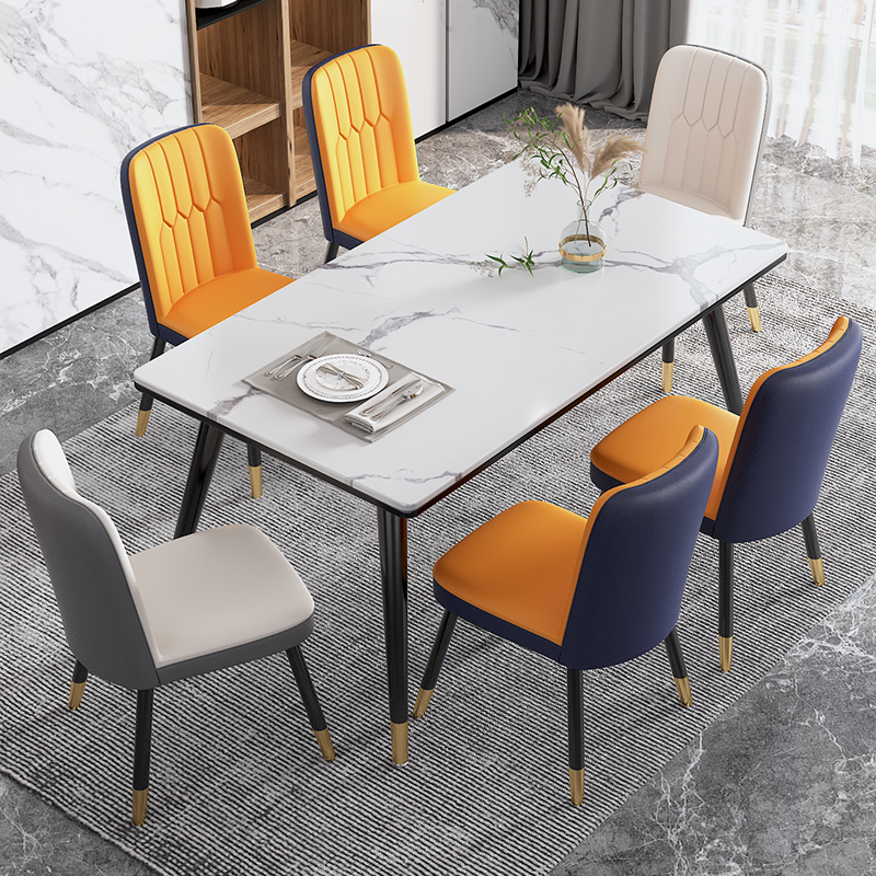 岩板餐桌2021新款家用小户型现代简约轻奢网红餐桌椅组合吃饭桌子