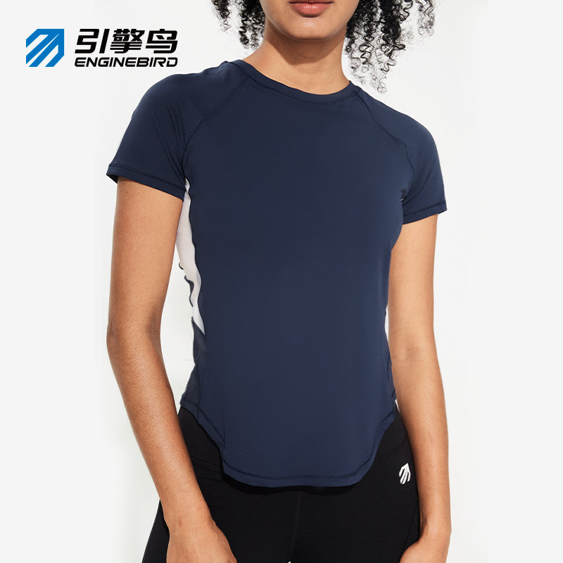引擎鸟运动短袖t恤女子夏季薄款健身瑜伽服训练圆领半袖跑步上衣