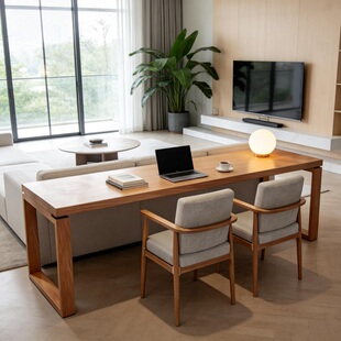 实木转角双人电脑桌办公桌现代简约小户型家用学生写字桌长条桌