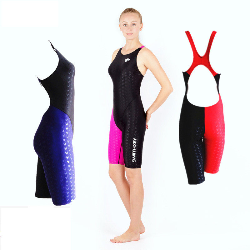 专业泳衣女运动保守连体平角速干鲨鱼皮游泳衣个性修身训练款泳装