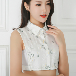 春秋冬季新款假领子女百搭多功能领提花木耳边假衣领纯棉尖圆立领