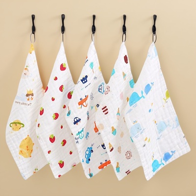 口水巾婴儿纱布毛巾洗脸纯棉柔软新生儿童全棉纱巾宝宝手帕小方巾