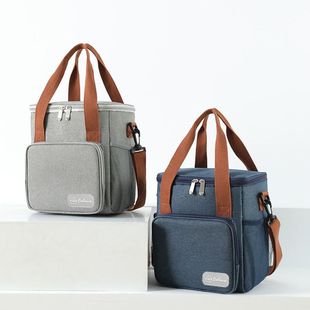 双层单肩斜挎手提饭盒包户外大容量保鲜冷藏牛津布冰保温包野餐袋