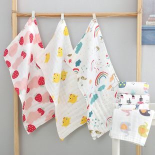 纱布纯棉婴儿新生儿六层口水巾高密小方巾纱布柔软小宝宝毛巾a类