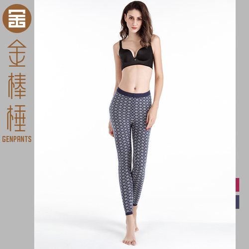 金棒棰女提花中厚打底羊毛保暖裤