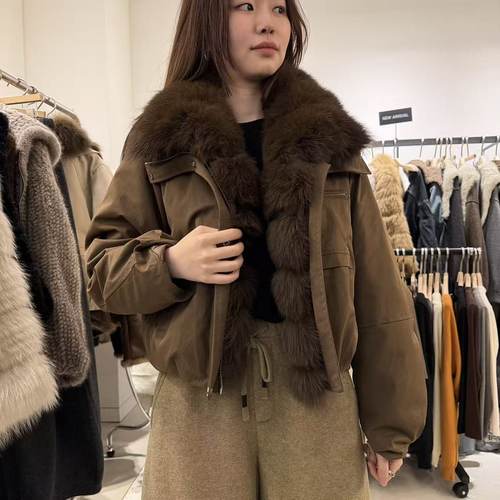 爱情的模漾  韩国代购 PD137（underkey）狐狸毛鵝絨外套