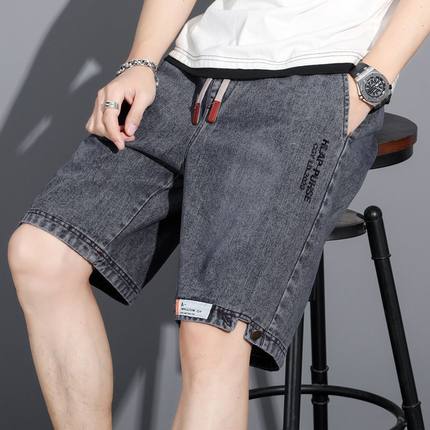 中牛仔年男士潮流2022裤子休闲新款潮牌宽松五分短裤夏季直筒薄款