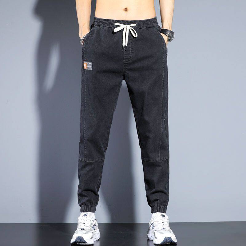 春秋牛仔裤男士春季新款宽松百搭九分裤潮牌束脚休闲水洗长裤男款