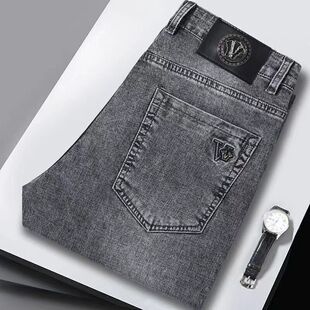 黑灰牛仔裤男士修身小脚春季潮牌2026新款青年百搭休闲长裤子春秋