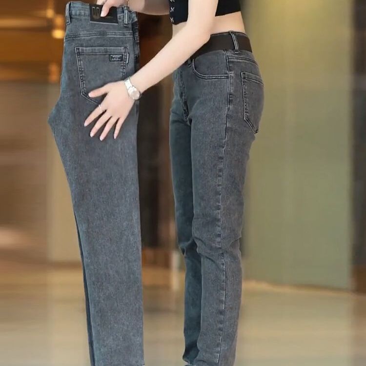 2025春夏季薄款高端轻奢徽章牛仔裤男修身小脚休闲潮牌小直筒长裤