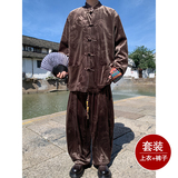 新中式A民族风金丝绒龙纹衬衫夹克外套阔腿裤男TZ173-P143控168，男装休闲套装，电商A005-1