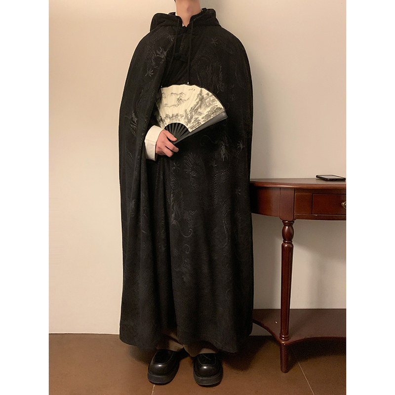 太极服A男灯芯绒外套披风长袍中式打坐二次元斗篷FY07-P175控198,男装风衣,电商A005-1