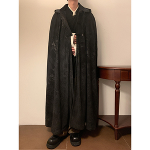太极服A男灯芯绒外套披风长袍中式打坐二次元斗篷FY07-P175控198,椰子鞋和长裙子搭配图片