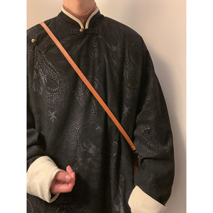 新中式B斜襟盘扣龙纹灯芯绒中山装立领夹克外套男JK20-P105控138图片