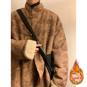 新中式G风盘扣暗花灯芯绒羊羔毛夹克棉衣服男JK16-P135控158，男装棉衣，电商A005-1
