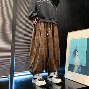 风A树叶新中式保暖灯芯绒阔腿超大码8XL束脚裤男K139-P68控88图片