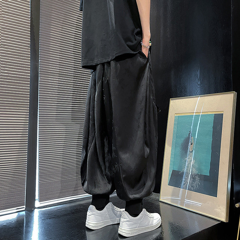 风B小众设计冰丝树叶九分裤哈伦裤嘻哈飞鼠裤K205-P68控88,男装休闲裤,电商A005-1