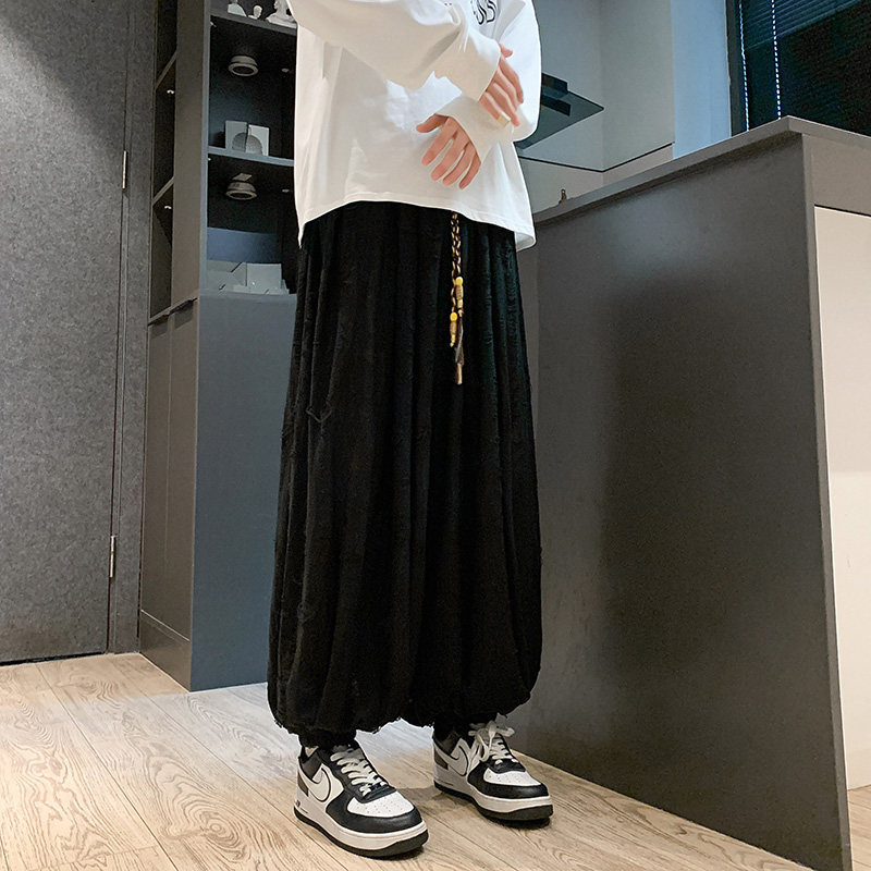 新中式E暗黑风破洞乞丐镂空设计感阔腿束脚裤K129-P75控98图片