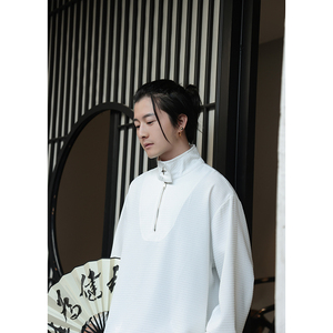 新中式J立领拉链卫衣男ins小众金属拉链套头外套潮WY02-P65控88图片