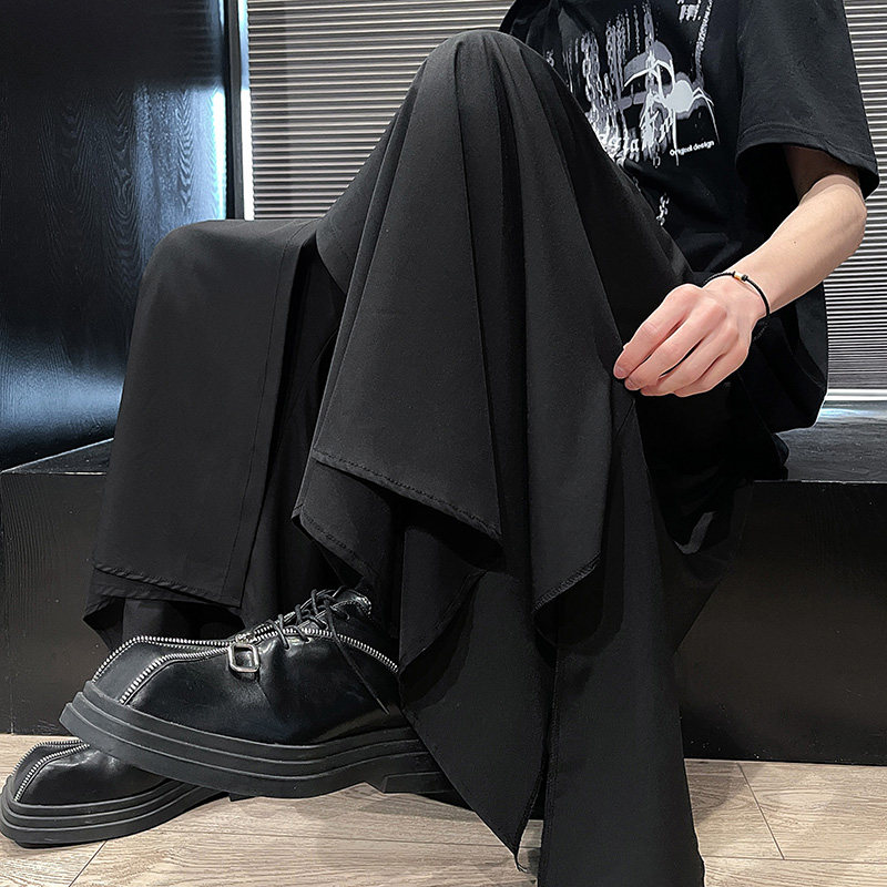 新中式A风原创设计暗黑小众设计宽松裙裤阔腿裤K212-P78控98,男装休闲裤,电商A005-1