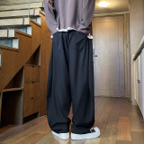 风暗黑刺绣冰丝大桶裤宽松高级感萝卜裤阔腿裤K252-P65控88，男装休闲裤，电商A005-1