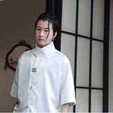 新中式风I缎面提花暗纹立领小众冰丝金属扣衬衫男CS32-P78控98，男装衬衫，电商A005-1