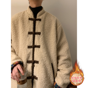 新中式I麦穗羊羔毛加绒加厚双面穿棉服夹克棉衣男JK21-P135控158图片