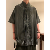 改良新中式H褶皱设计舞台亮闪闪冰丝酒吧演出衬衫CS55-P68控88，男装衬衫，电商A005-1