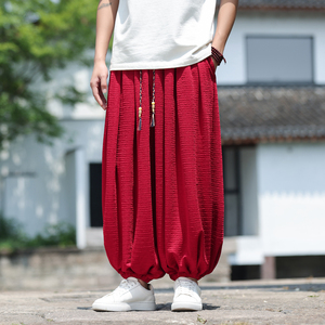 风G冰丝肌理感痞帅九分裤夏季大桶裤宽松长裤男K250-P68控88,女式牛仔裤套装搭配图图片