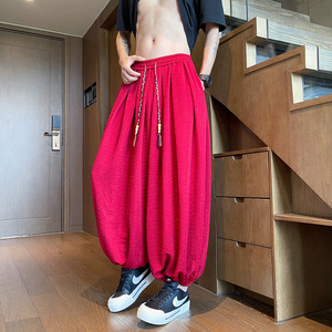 风J冰丝肌理感痞帅九分裤夏季大桶裤宽松长裤男K250-P68控88,男装休闲裤,电商A005-1