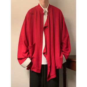 新中式A斜襟盘扣亚麻棉麻中山装立领衬衫夹克外套JK23-P98控118图片