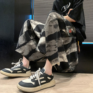 新中式A风水墨渐变灯笼小众设计刺绣七分裤男DK175-P55控78图片