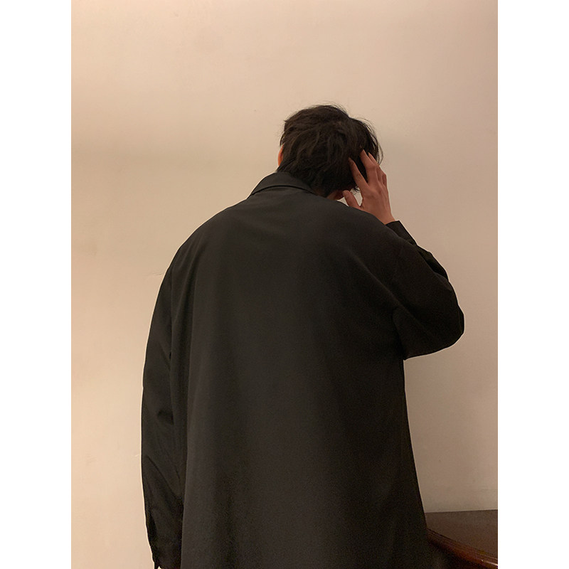 暗黑系A山本风冰丝盘扣小众设计新中式黑色长袖衬衫CS01-P65控88,男装衬衫,电商A005-1