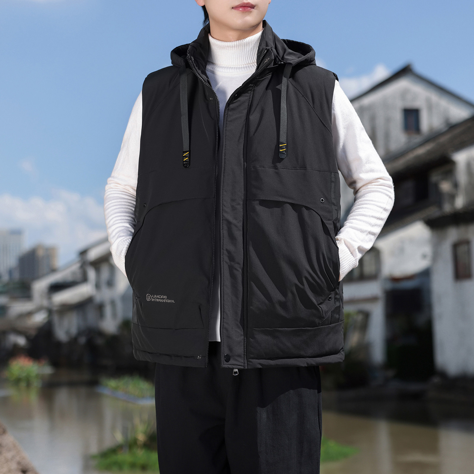 连帽工装大口袋C保暖外套加厚冬季棉袄背心马甲秋MJ525-P98控138图片