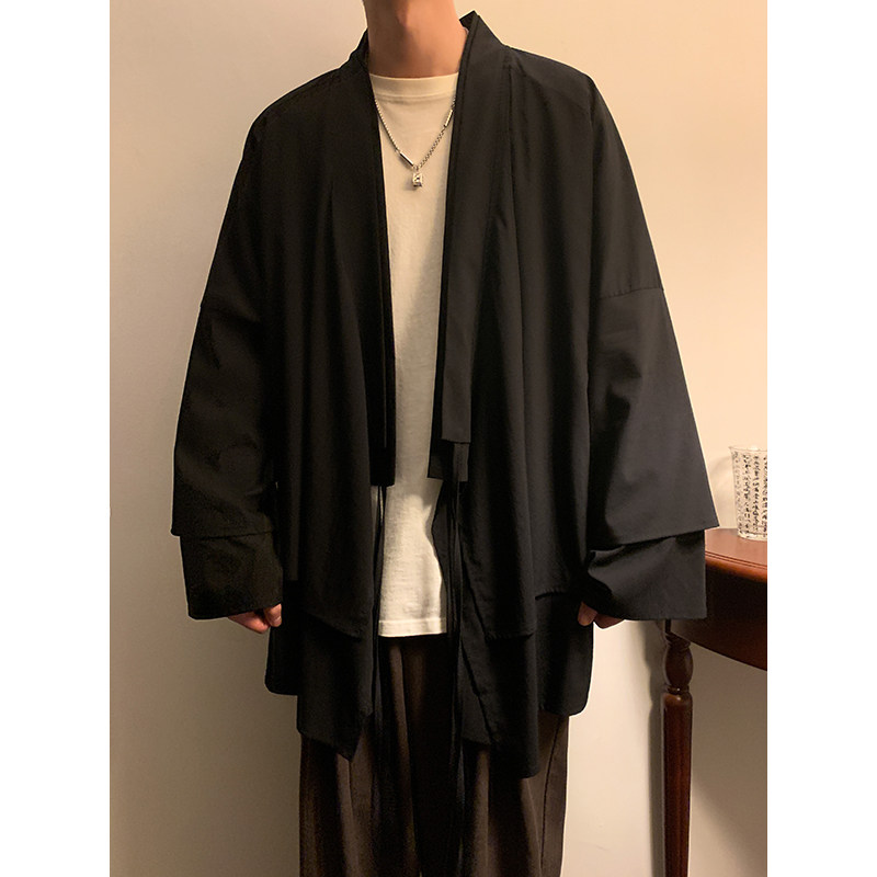 新中式假两件设计感道袍宽松开衫中长款汉服男披风FY09-P95控118,男装民族服装,电商A005-1