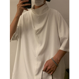 暗黑系J风冰丝小众设计痞帅高堆领七分中短袖t恤T05P55控78，男装T恤，电商A005-1