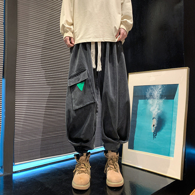 美式高街E复古工装大口袋牛仔裤设计感束脚冲锋裤K102-P88控118,男装牛仔裤,电商A005-1