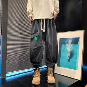 美式高街E复古工装大口袋牛仔裤设计感束脚冲锋裤K102-P88控118图片