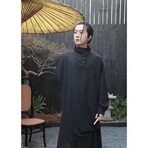 新中式B纽扣半高领衬衫拼接围布风裙裤套装TZ60-P150控178图片