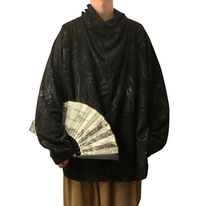 套头卫衣A龙纹灯芯绒风小众堆堆领T恤打底衫男T61-P68控88图片