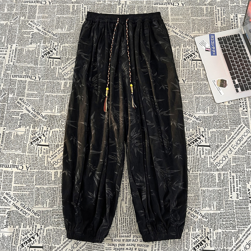 风E树叶新中式保暖灯芯绒阔腿超大码8XL束脚裤男K139-P68控88,男装棉衣,电商A005-1