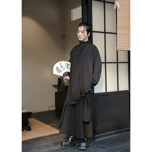 新中式B纽扣半高领衬衫拼接围布风裙裤套装TZ60-P150控178图片