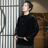 喜庆舞台演出M垂感堆堆半高领小众设计金丝绒打底T恤T18-P65控78，男装T恤，电商A005-1