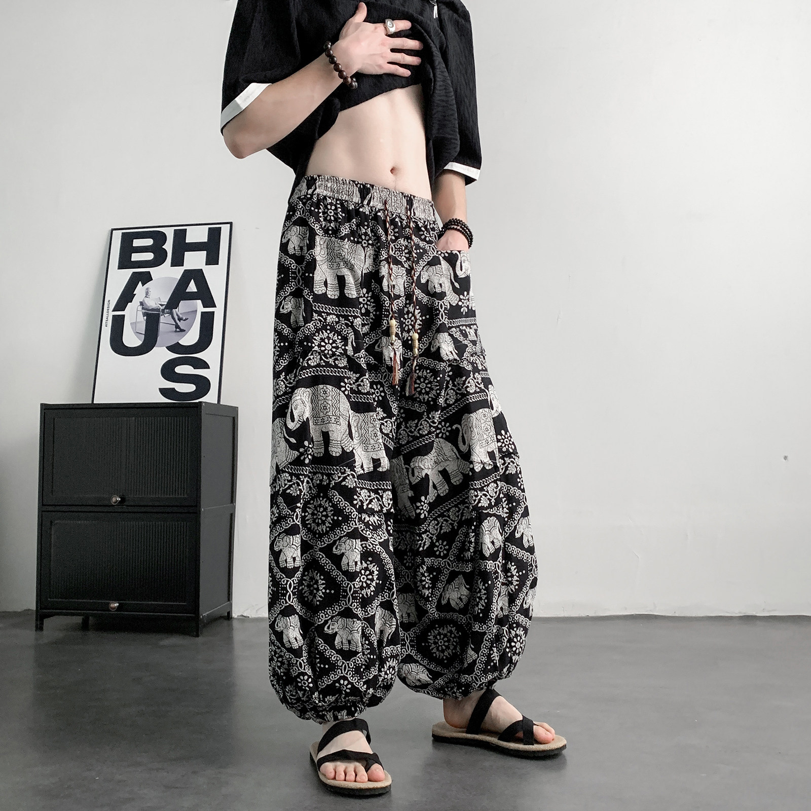 超大码8XL风泰大象垂感折褶小众设计阔腿裤男K275-P68控88，男装休闲裤，电商A005-1