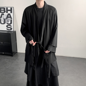 新中式B假两件设计感道袍宽松开衫中长款汉服男披风FY09-P95控118图片