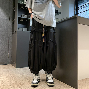新中式C暗黑风冰丝垂感折褶小众设计阔腿裤男K155-P65控88