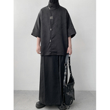 新中式风O缎面提花暗纹立领小众冰丝金属扣衬衫男CS32-P78控98，男装衬衫，电商A005-1